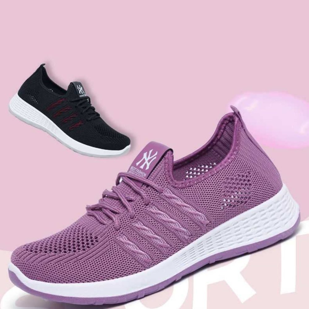 Mesh Top slip-on sneakers - ladies fashion sneakers Purple & White sneakers - Picture 9 of 16